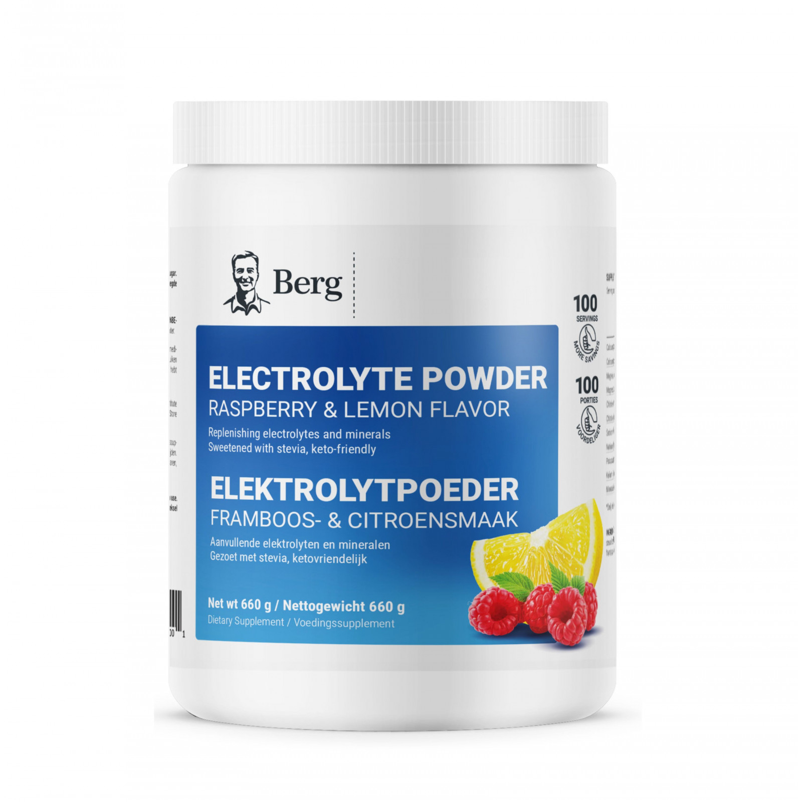 Electrolyte Powder Raspberry & Lemon Natural Flavor 100 Servings